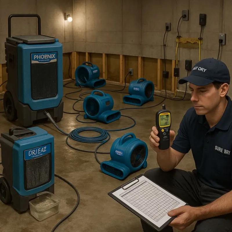 Structural Drying and Dehumidification process in Salado, TX